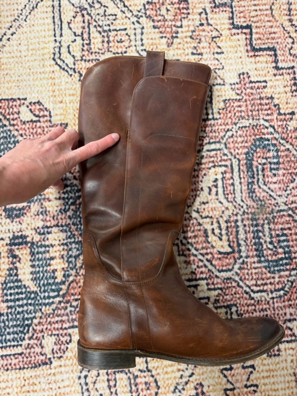 Frye Paige Leather Tall Riding Boots - Cognac - Picture 12 of 14